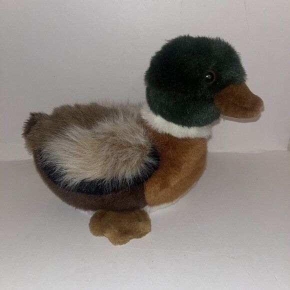 Mallard Duck Plush Soft Classics Green Brown Cream Fussy Wings Approx 10" tall - Picture 4 of 13